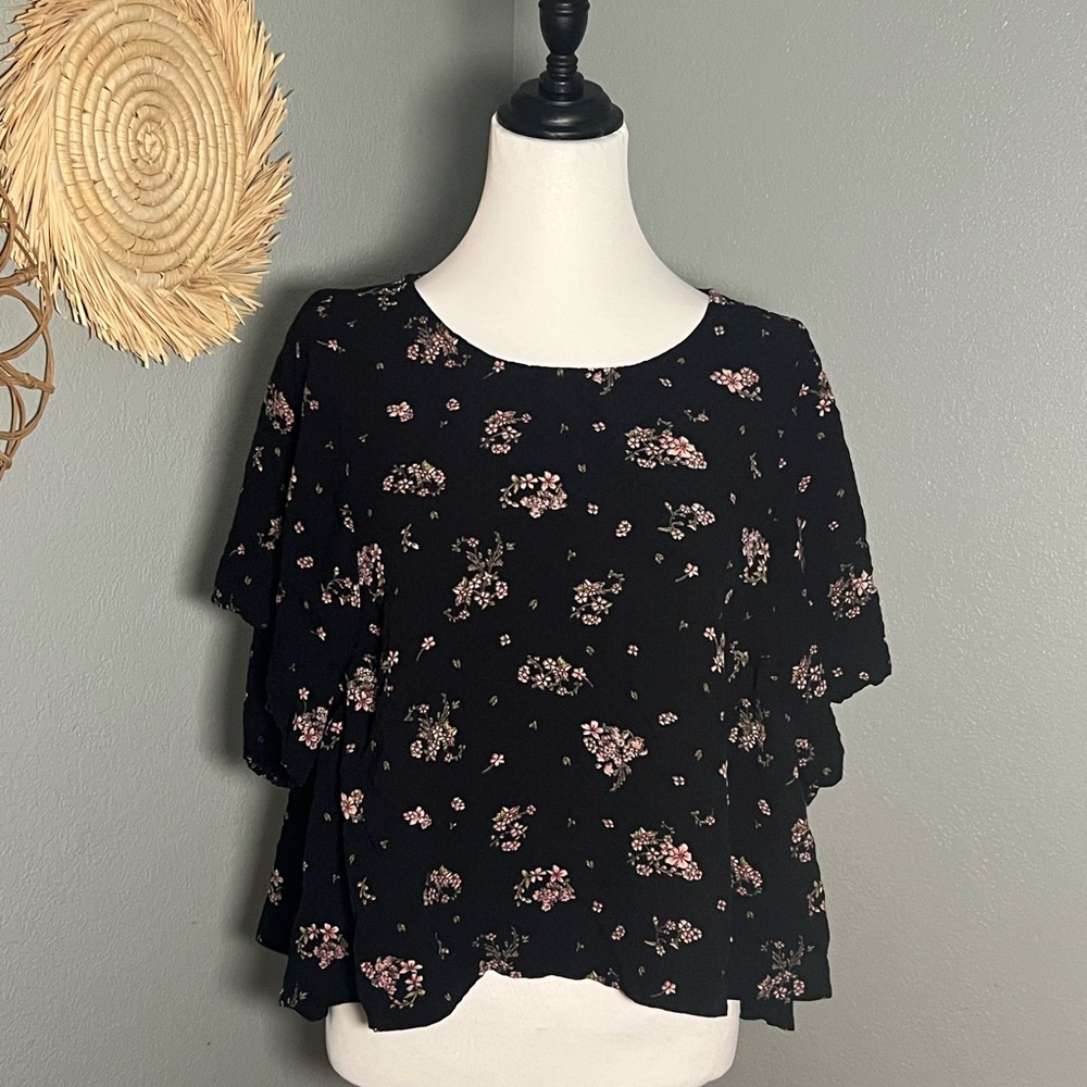 Lucky Brand Black Floral Blouse